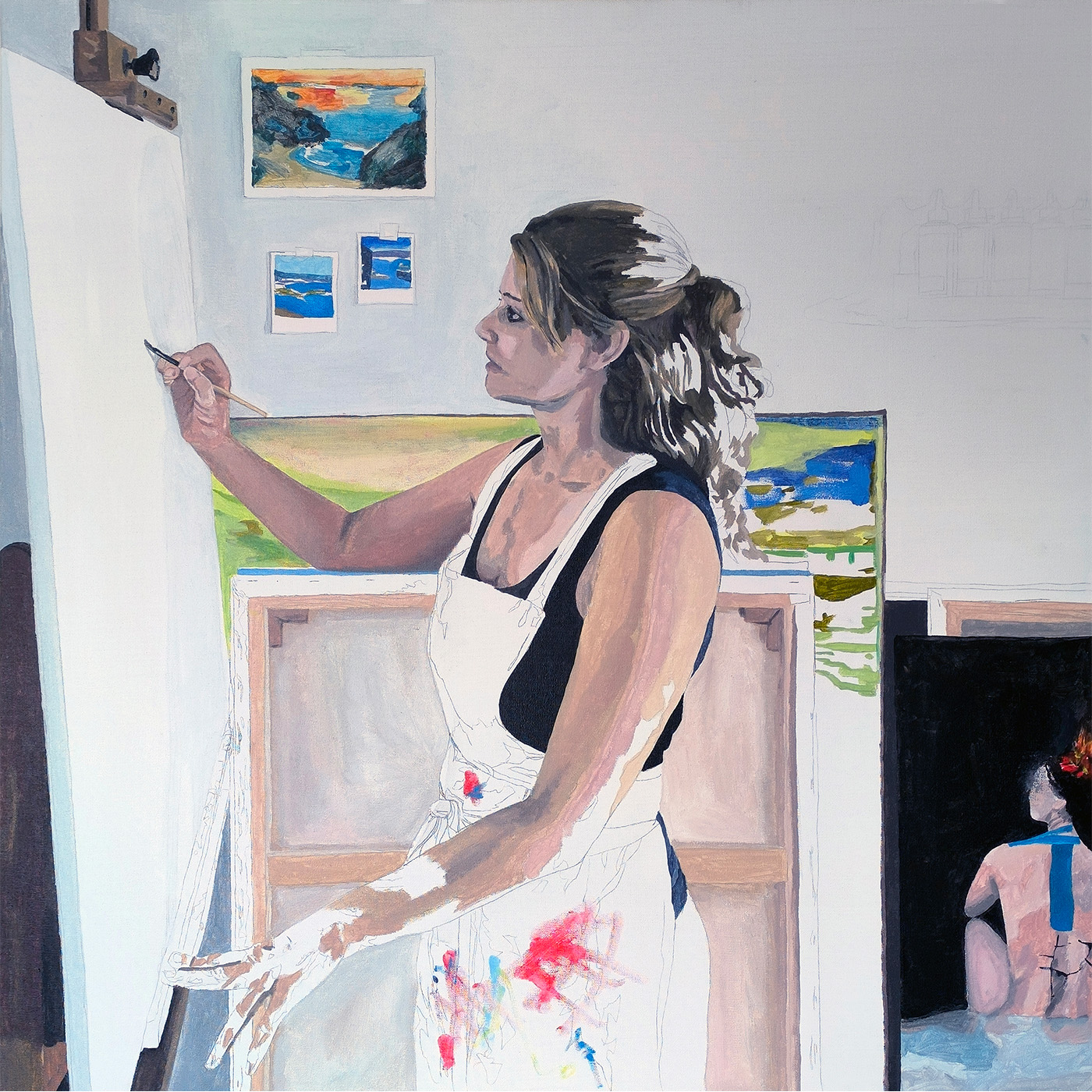 Persona contemplant una obra en un espai expositiu de la mostra MOMENTS.