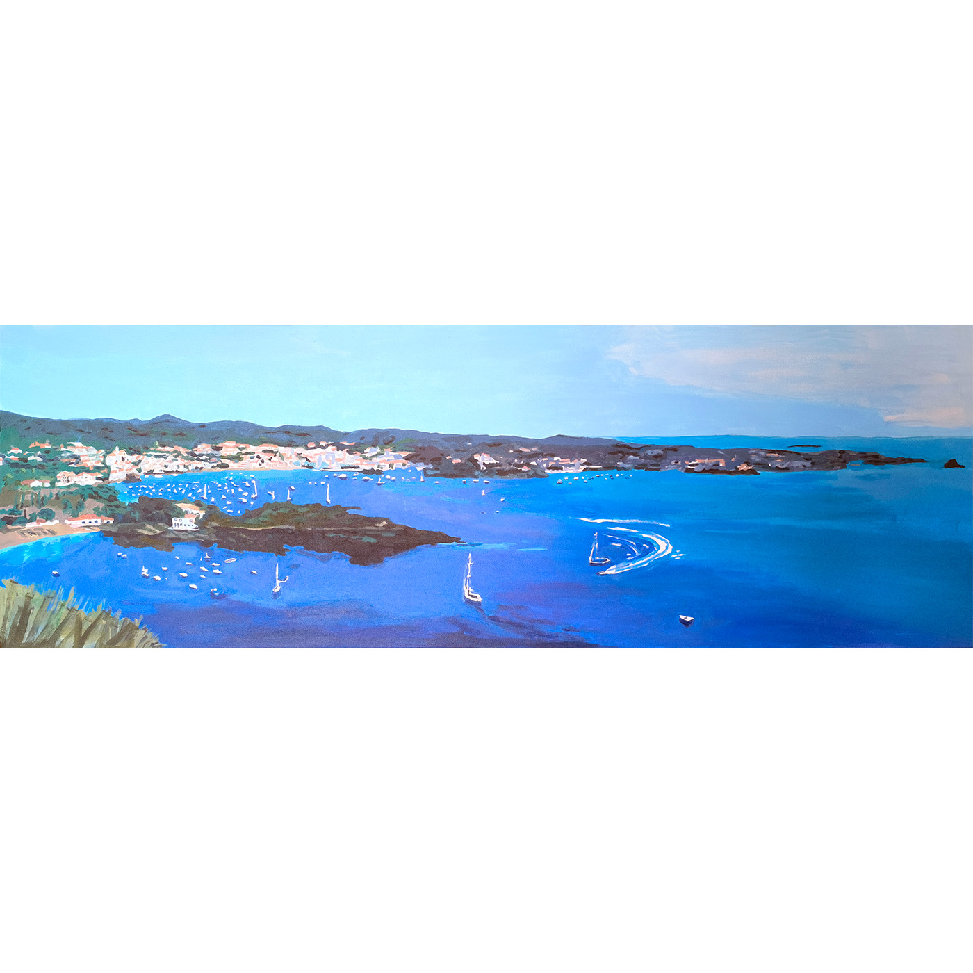 Persona observant diverses obres a la paret durant l'exposició MOMENTS.