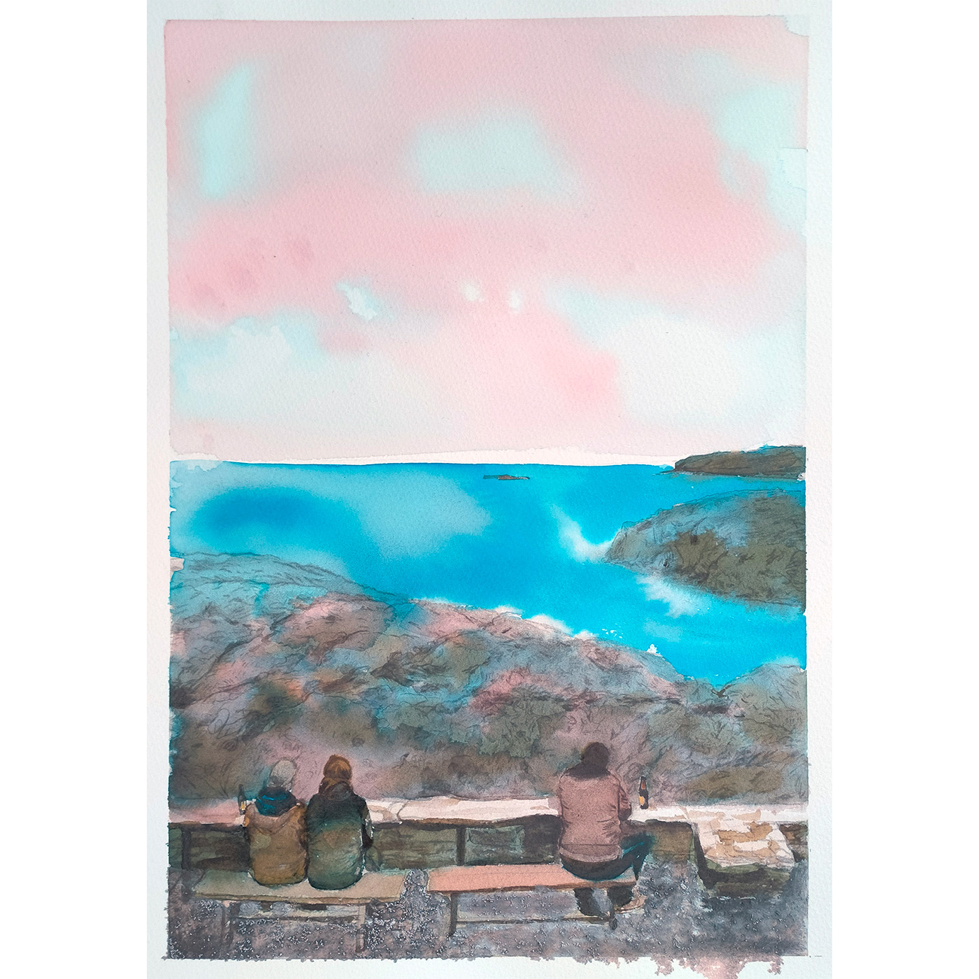 Persona observant diverses obres a la paret durant l'exposició MOMENTS.