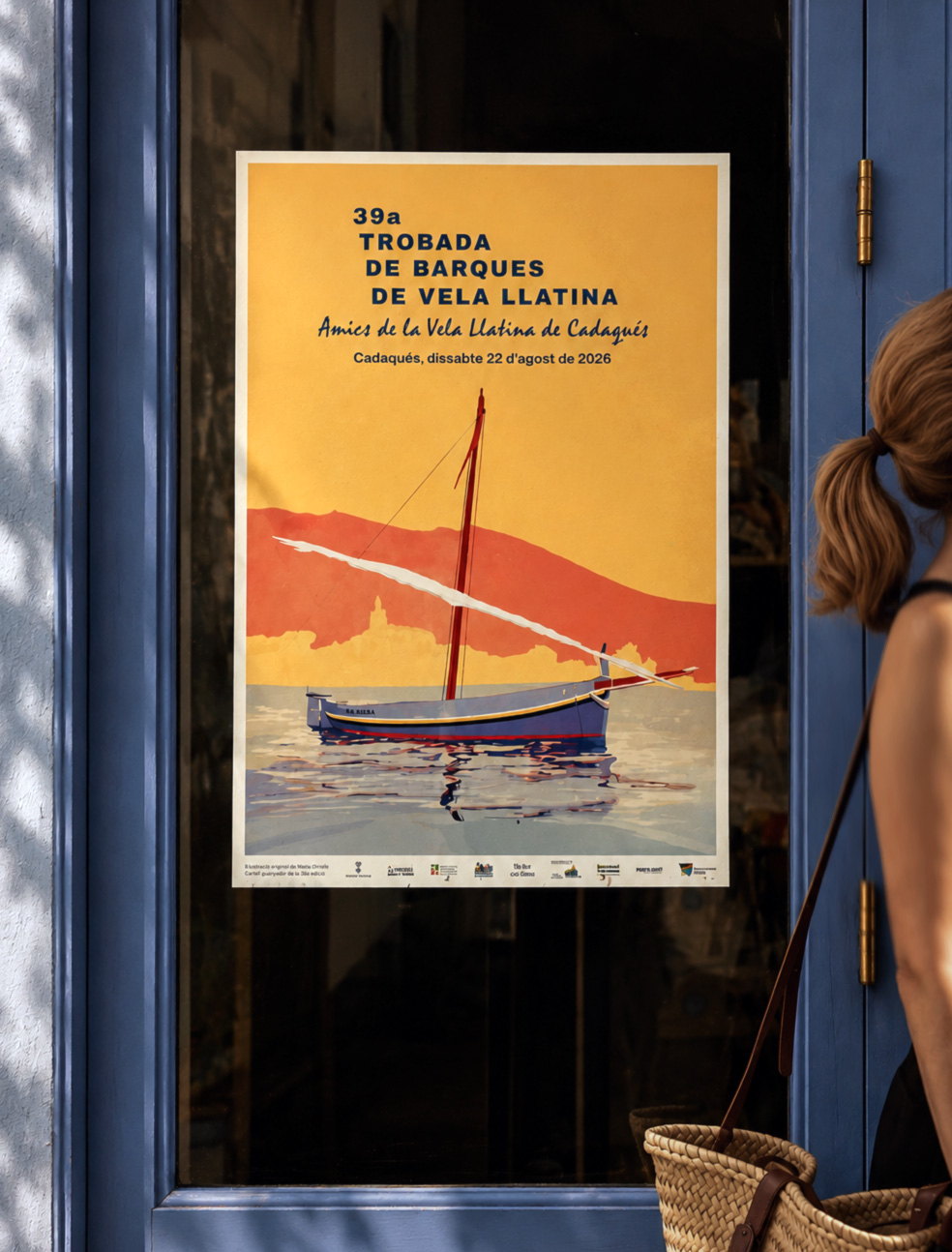 Cartell 39a Trobada de Barques de Vela Llatina · Marta Serra Pou Cartell de la 39a Trobada de Barques de Vela Llatina de Cadaqués, creat per Marta Serra Pou